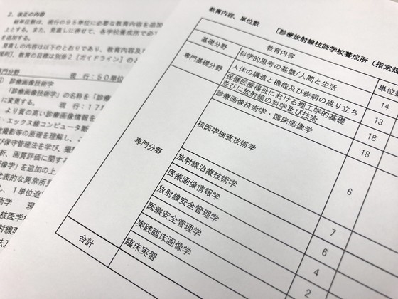 診療放射線技師の養成、95単位から102単位に